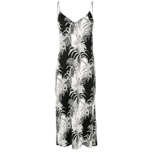 Reformation Crimini Midi Sundress Tropical V-Neck Side Slit Sz 2 Sleeveless (V1 - Picture 1 of 9